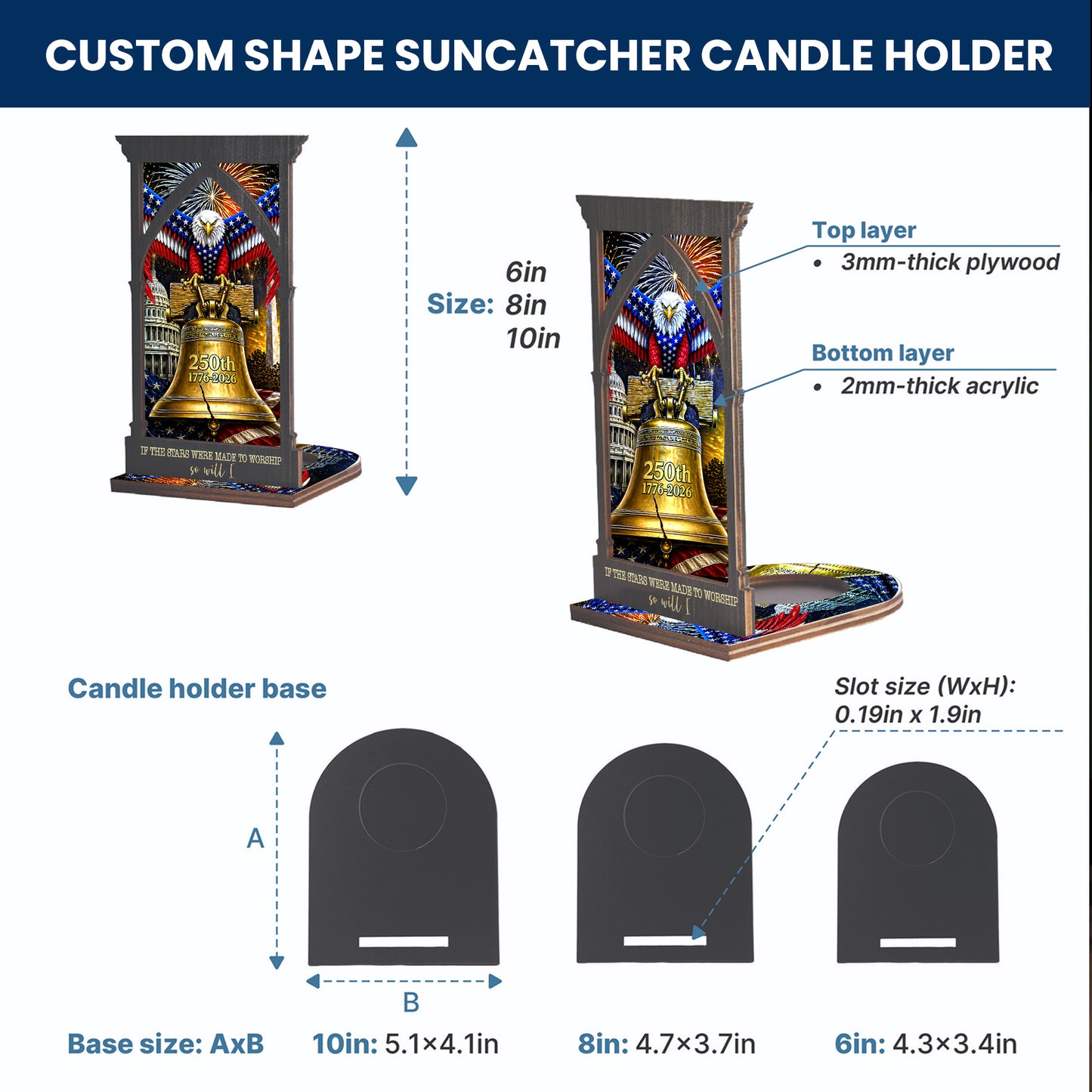 America’s Legacy: 250th Anniversary Suncatcher Candle Holder - Perfect for Prayer Corner, Gift, or Home Decor