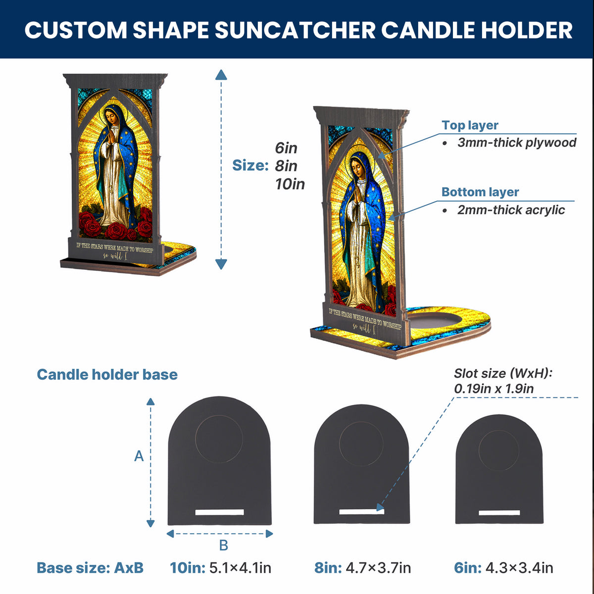 Virgin Mary Stained Glass Suncatcher - Perfect for Prayer Corner, Christian Gift, or Home Decor