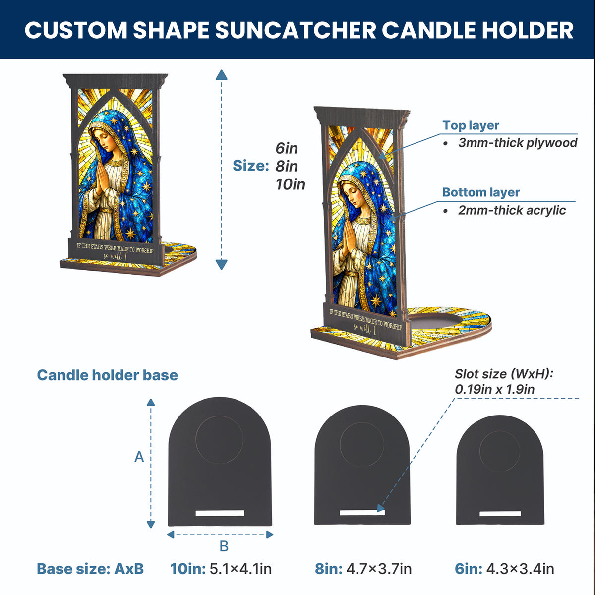 Our Lady of Grace Stained Glass Decor - Perfect for Prayer Corner, Gift, or Home Decor