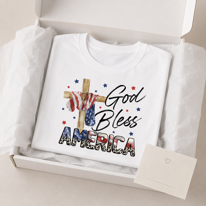 God Bless America Cross Flag – Unisex Tshirt / Hoodie / Sweatshirt